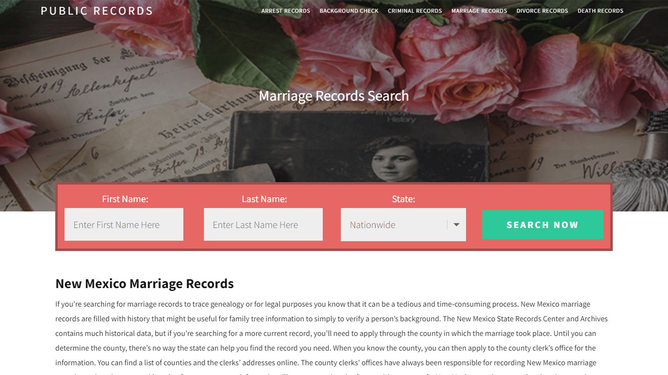 New Mexico Marriage Records | Enter Name and Search. 14Days Free